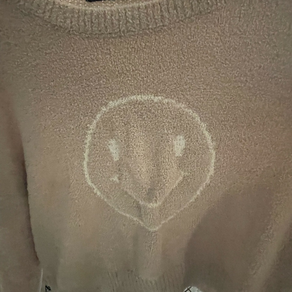 Chic Tan Smiley Face Sweater